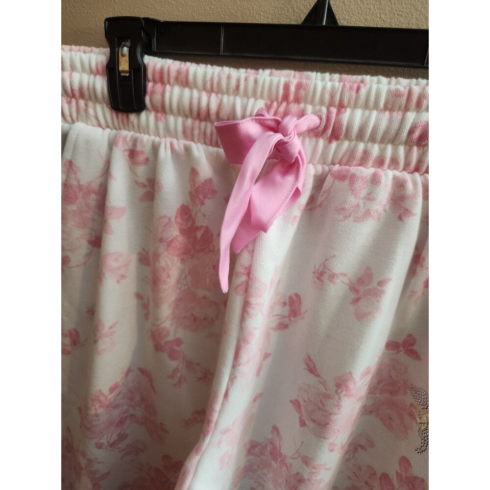 Pink x Loveshack Fancy Wide-Leg Sweatpants Floral Everblooming Size S Long NWT - Picture 4 of 11